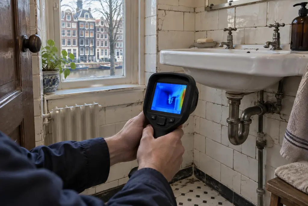 Lekdetectie Montfoort – badkamer met oude leidingen achter de tegels