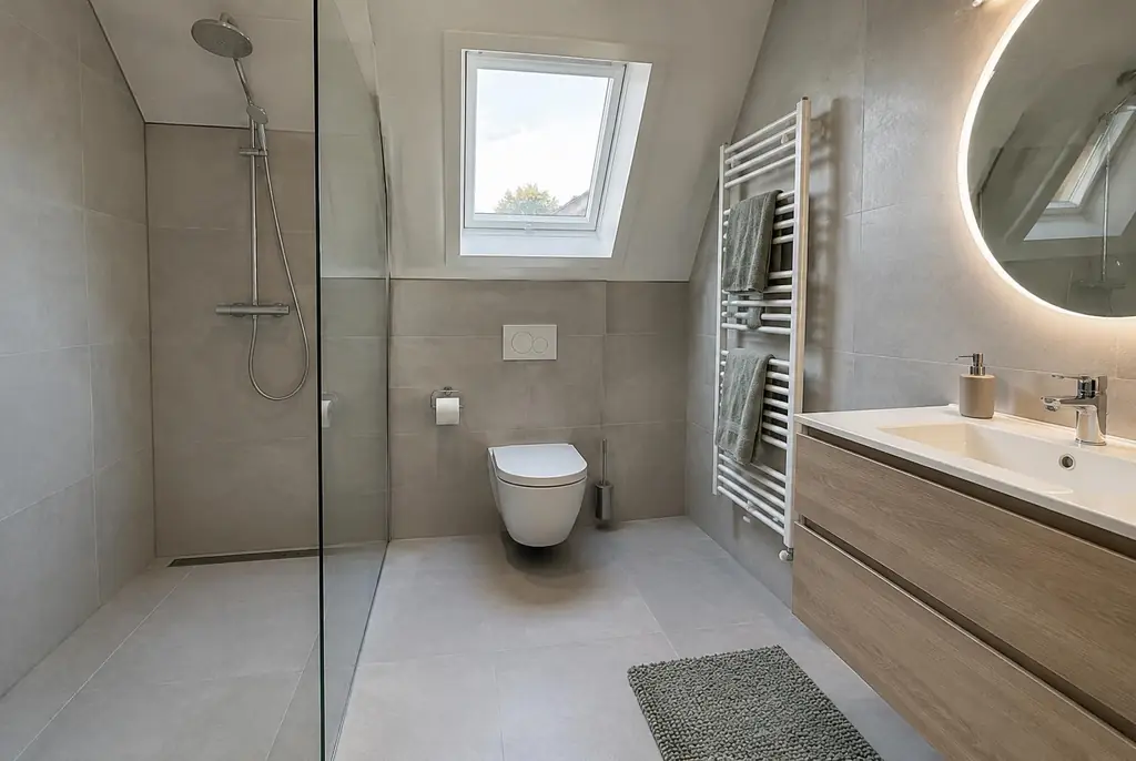 Lekdetectie Montfoort – droge badkamer met inloopdouche na herstel
