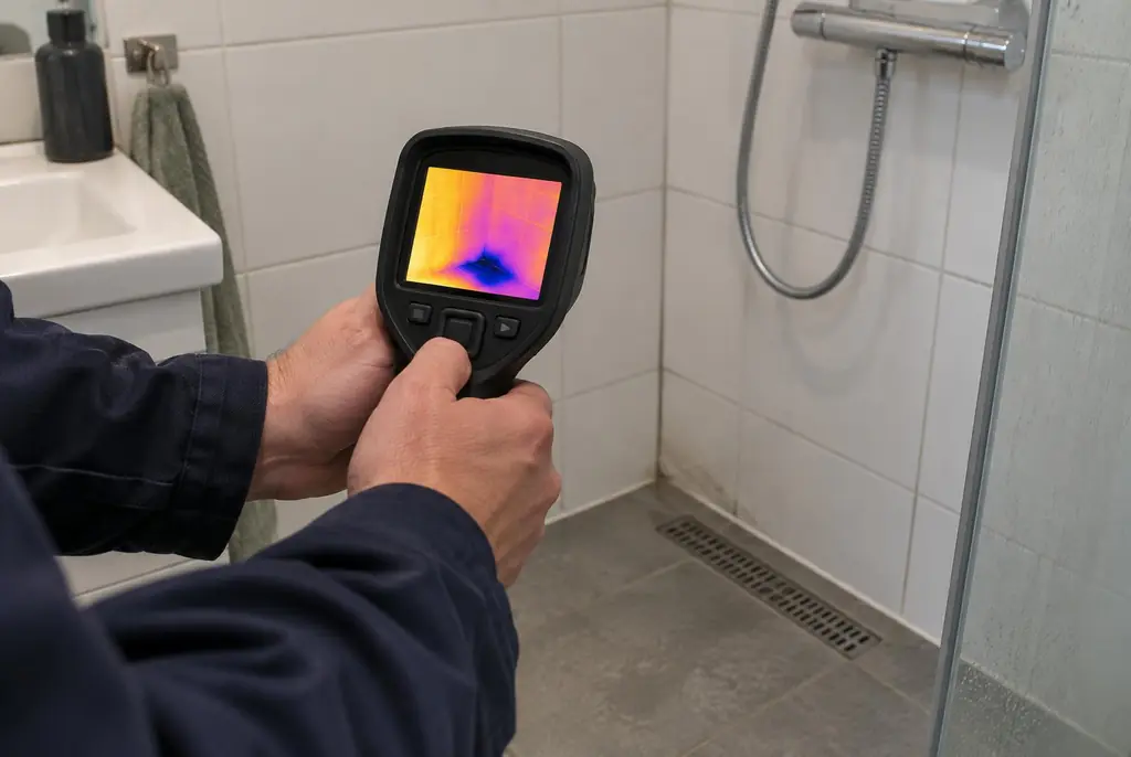 Lekdetectie Montfoort – lekdetectiespecialist met warmtebeeldcamera in een badkamer